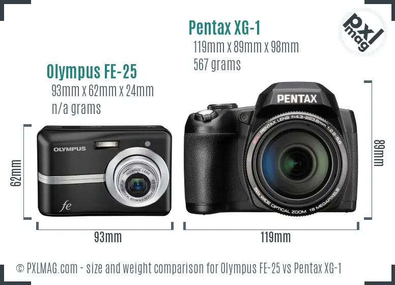 Olympus FE-25 vs Pentax XG-1 size comparison