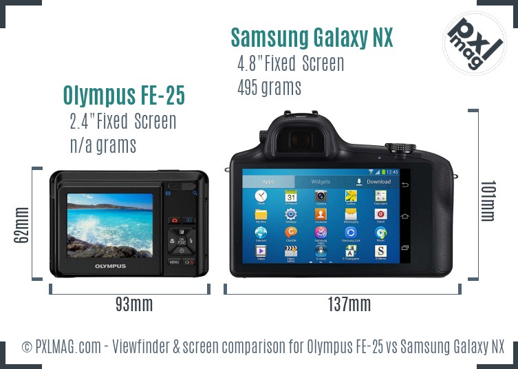Olympus FE-25 vs Samsung Galaxy NX Screen and Viewfinder comparison