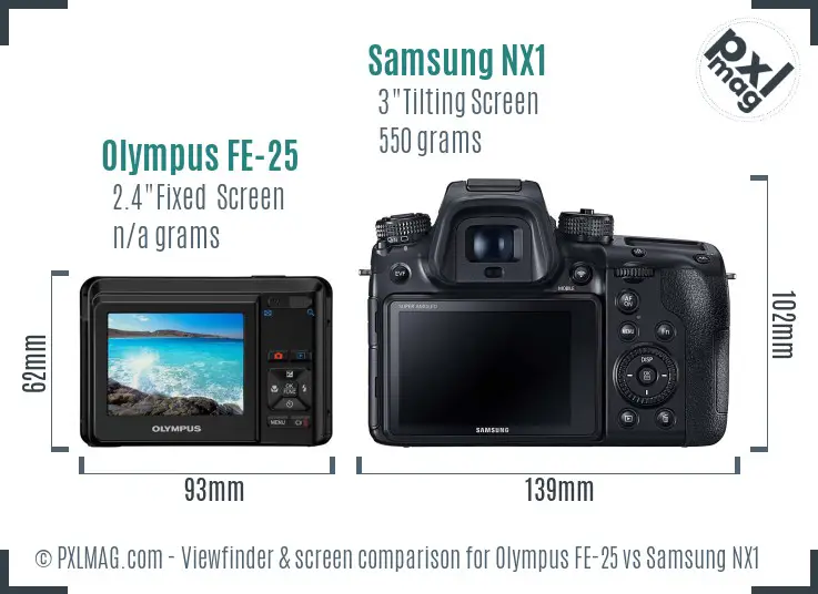 Olympus FE-25 vs Samsung NX1 Screen and Viewfinder comparison Olympus FE-25 vs Samsung NX1 Screen and Viewfinder comparison