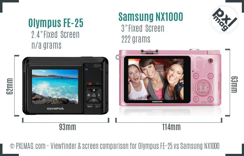 Olympus FE-25 vs Samsung NX1000 Screen and Viewfinder comparison