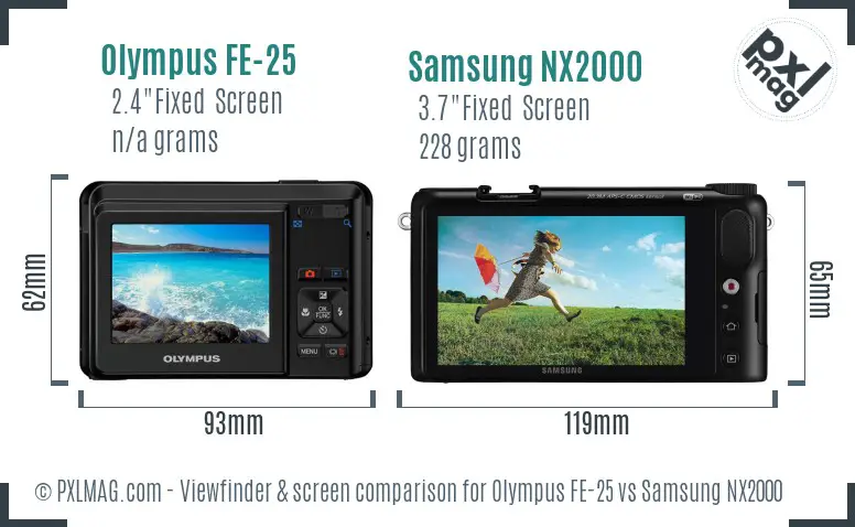 Olympus FE-25 vs Samsung NX2000 Screen and Viewfinder comparison Olympus FE-25 vs Samsung NX2000 Screen and Viewfinder comparison