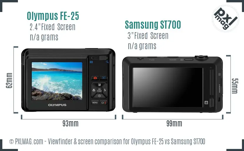 Olympus FE-25 vs Samsung ST700 Screen and Viewfinder comparison