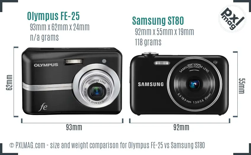 Olympus FE-25 vs Samsung ST80 size comparison