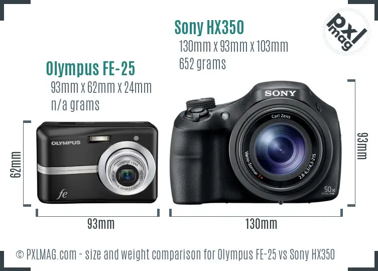 Olympus FE-25 vs Sony HX350 size comparison