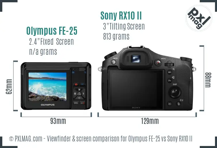 Olympus FE-25 vs Sony RX10 II Screen and Viewfinder comparison