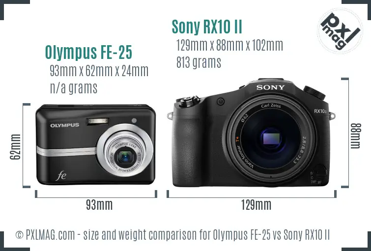 Olympus FE-25 vs Sony RX10 II size comparison