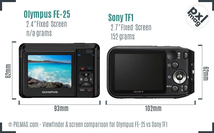 Olympus FE-25 vs Sony TF1 Screen and Viewfinder comparison