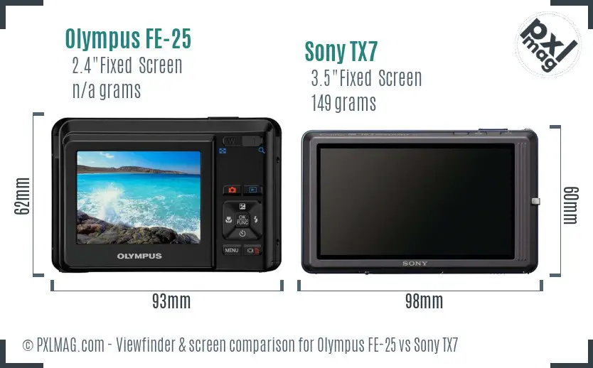 Olympus FE-25 vs Sony TX7 Screen and Viewfinder comparison Olympus FE-25 vs Sony TX7 Screen and Viewfinder comparison