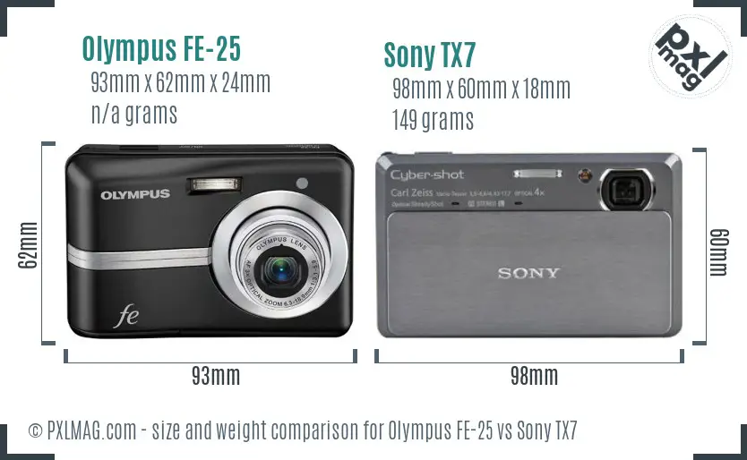 Olympus FE-25 vs Sony TX7 size comparison Olympus FE-25 vs Sony TX7 size comparison