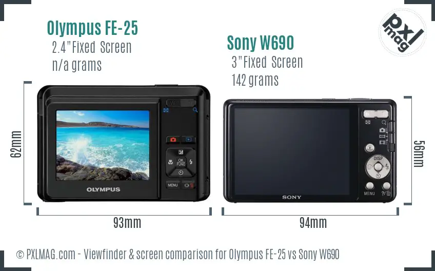 Olympus FE-25 vs Sony W690 Screen and Viewfinder comparison Olympus FE-25 vs Sony W690 Screen and Viewfinder comparison
