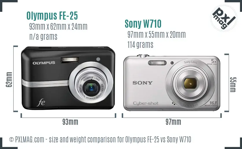 Olympus FE-25 vs Sony W710 size comparison Olympus FE-25 vs Sony W710 size comparison