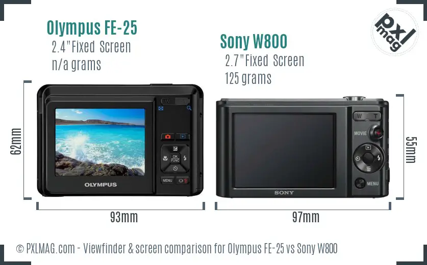 Olympus FE-25 vs Sony W800 Screen and Viewfinder comparison Olympus FE-25 vs Sony W800 Screen and Viewfinder comparison