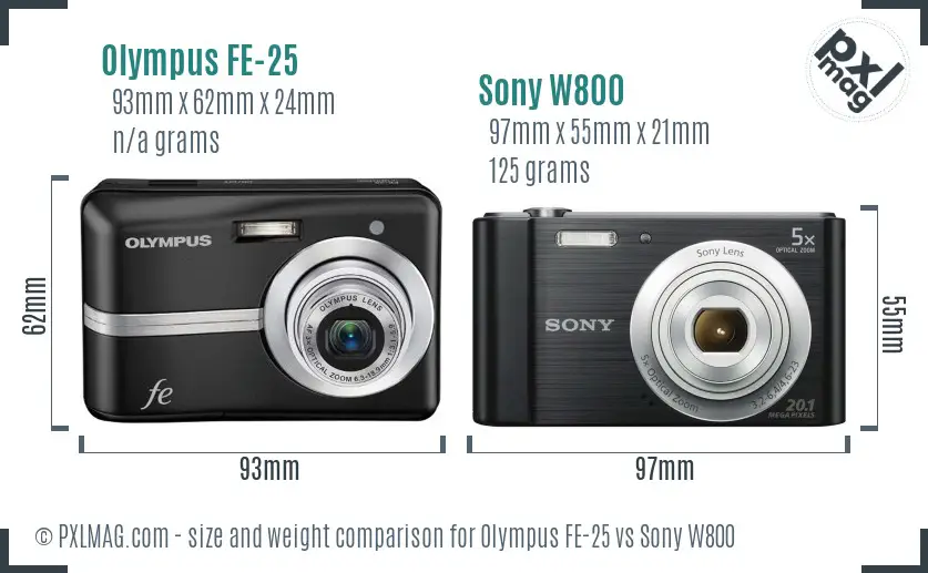 Olympus FE-25 vs Sony W800 size comparison Olympus FE-25 vs Sony W800 size comparison