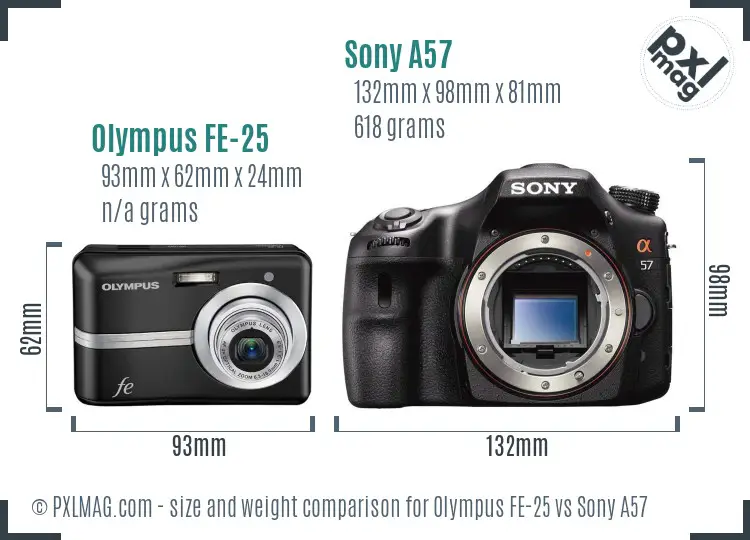 Olympus FE-25 vs Sony A57 size comparison Olympus FE-25 vs Sony A57 size comparison