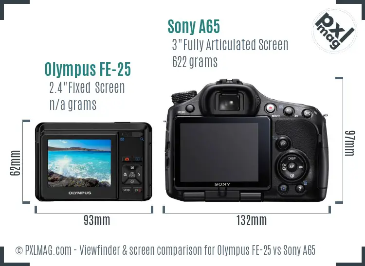 Olympus FE-25 vs Sony A65 Screen and Viewfinder comparison