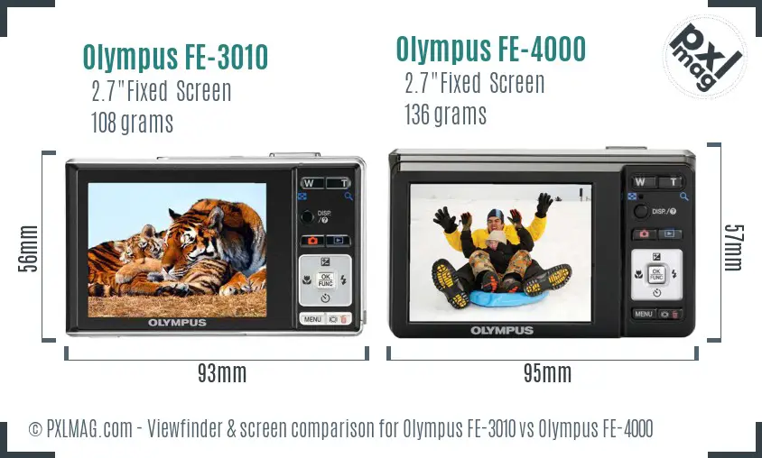 Olympus FE-3010 vs Olympus FE-4000 Screen and Viewfinder comparison