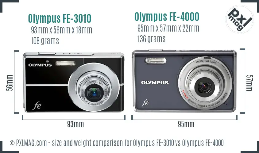 Olympus FE-3010 vs Olympus FE-4000 size comparison