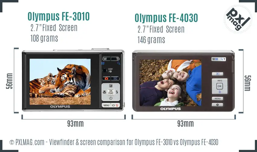 Olympus FE-3010 vs Olympus FE-4030 Screen and Viewfinder comparison