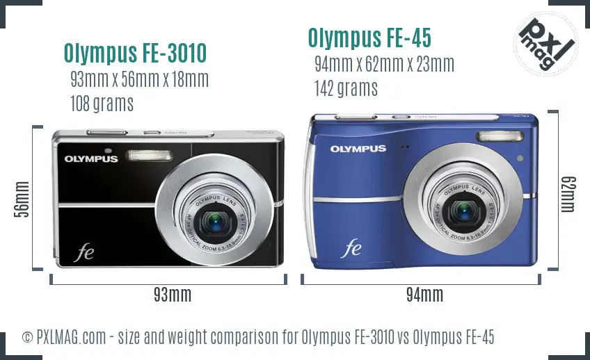 Olympus FE-3010 vs Olympus FE-45 size comparison