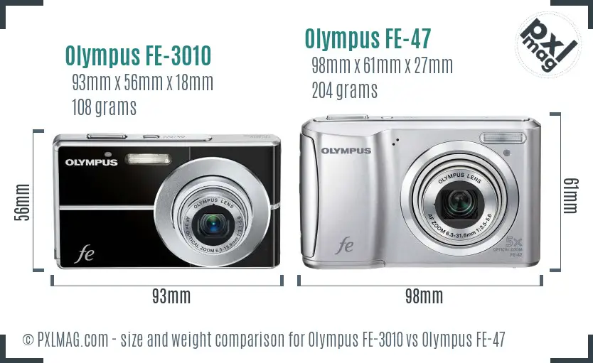 Olympus FE-3010 vs Olympus FE-47 size comparison