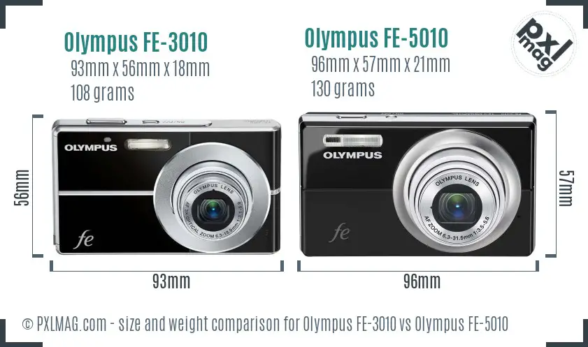 Olympus FE-3010 vs Olympus FE-5010 size comparison