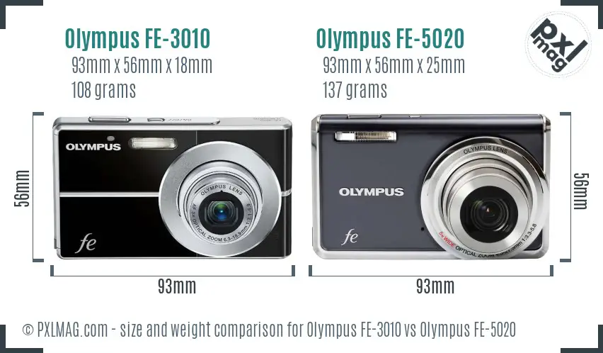 Olympus FE-3010 vs Olympus FE-5020 size comparison