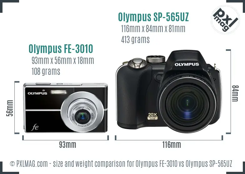 Olympus FE-3010 vs Olympus SP-565UZ size comparison