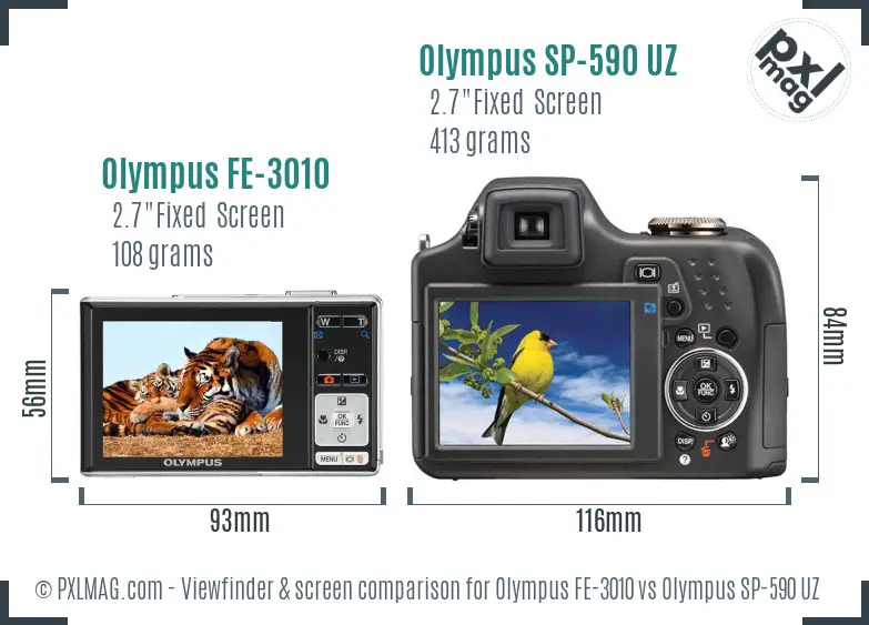 Olympus FE-3010 vs Olympus SP-590 UZ Screen and Viewfinder comparison