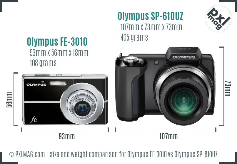 Olympus FE-3010 vs Olympus SP-610UZ size comparison