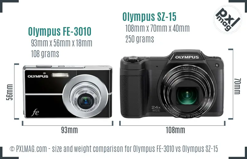 Olympus FE-3010 vs Olympus SZ-15 size comparison