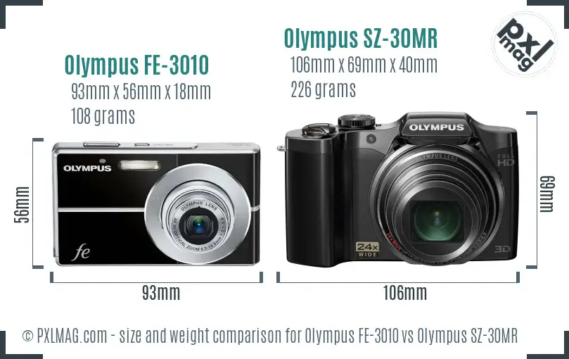 Olympus FE-3010 vs Olympus SZ-30MR size comparison