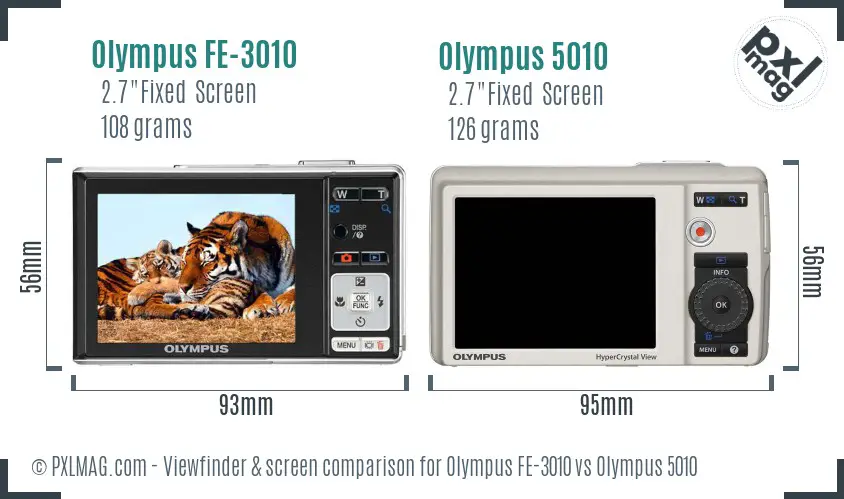 Olympus FE-3010 vs Olympus 5010 Screen and Viewfinder comparison