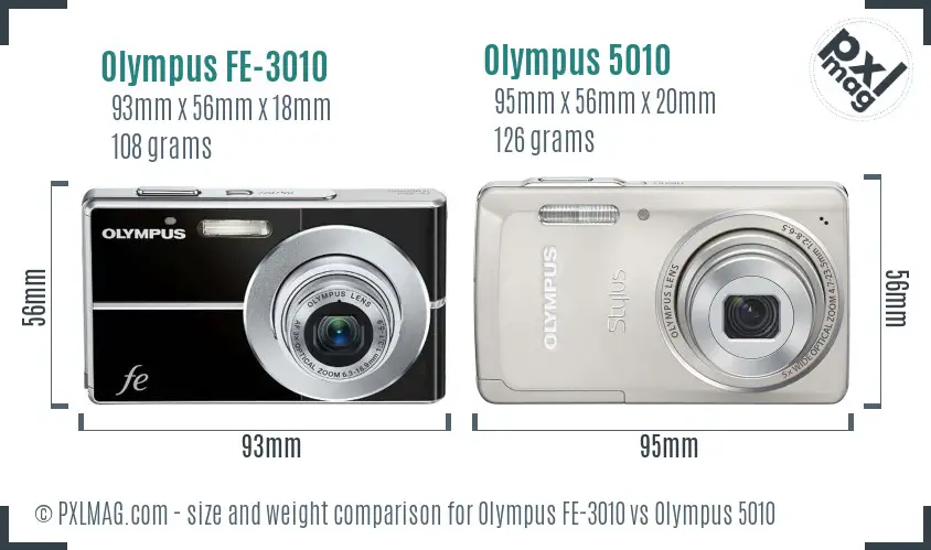 Olympus FE-3010 vs Olympus 5010 size comparison