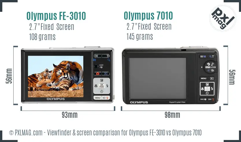 Olympus FE-3010 vs Olympus 7010 Screen and Viewfinder comparison