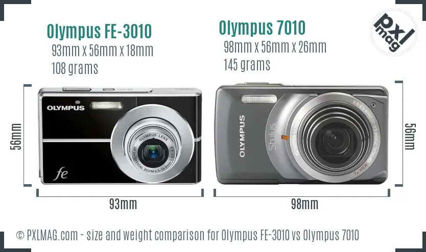 Olympus FE-3010 vs Olympus 7010 size comparison