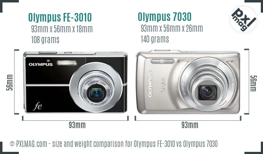 Olympus FE-3010 vs Olympus 7030 size comparison