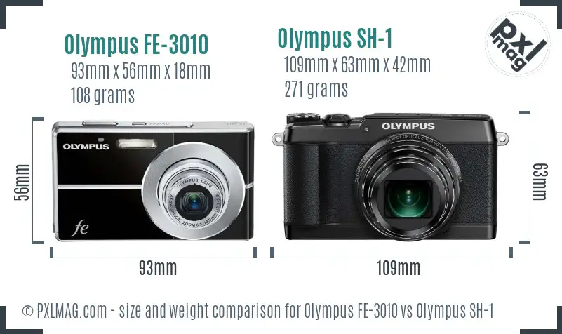 Olympus FE-3010 vs Olympus SH-1 size comparison
