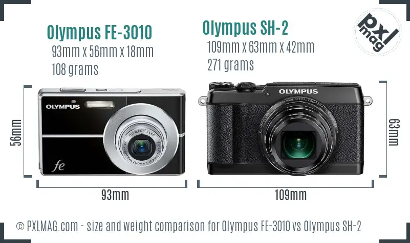 Olympus FE-3010 vs Olympus SH-2 size comparison