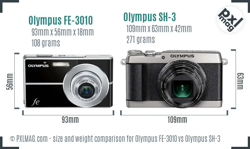 Olympus FE-3010 vs Olympus SH-3 size comparison
