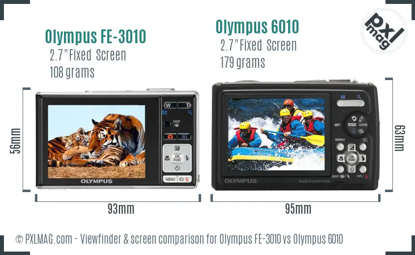 Olympus FE-3010 vs Olympus 6010 Screen and Viewfinder comparison