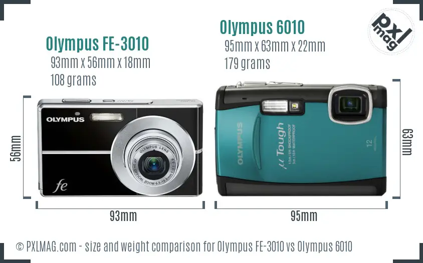 Olympus FE-3010 vs Olympus 6010 size comparison