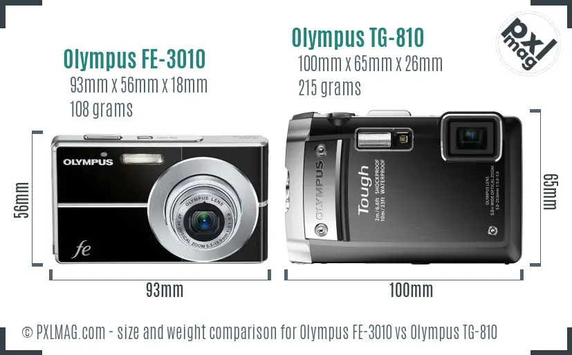 Olympus FE-3010 vs Olympus TG-810 size comparison