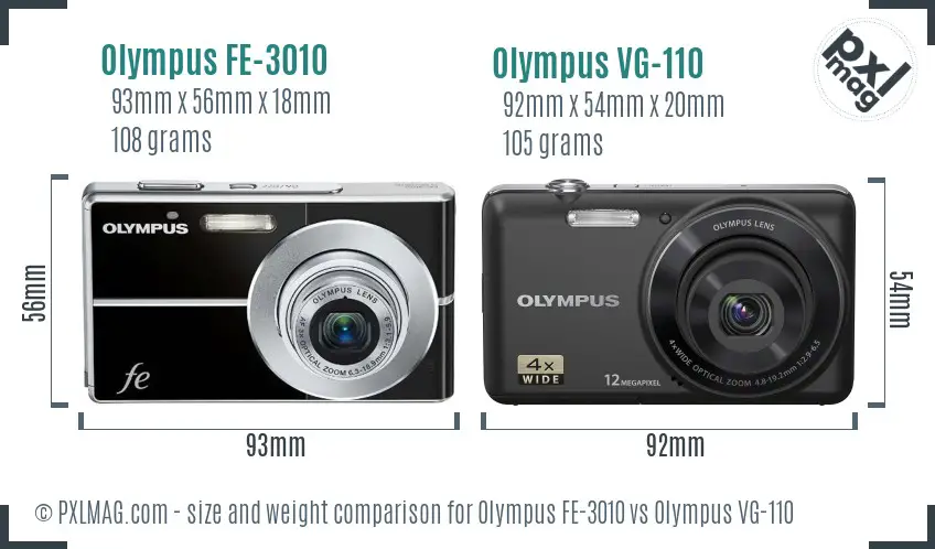 Olympus FE-3010 vs Olympus VG-110 size comparison