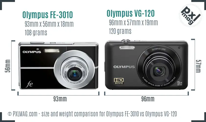 Olympus FE-3010 vs Olympus VG-120 size comparison