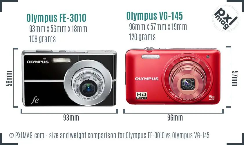 Olympus FE-3010 vs Olympus VG-145 size comparison