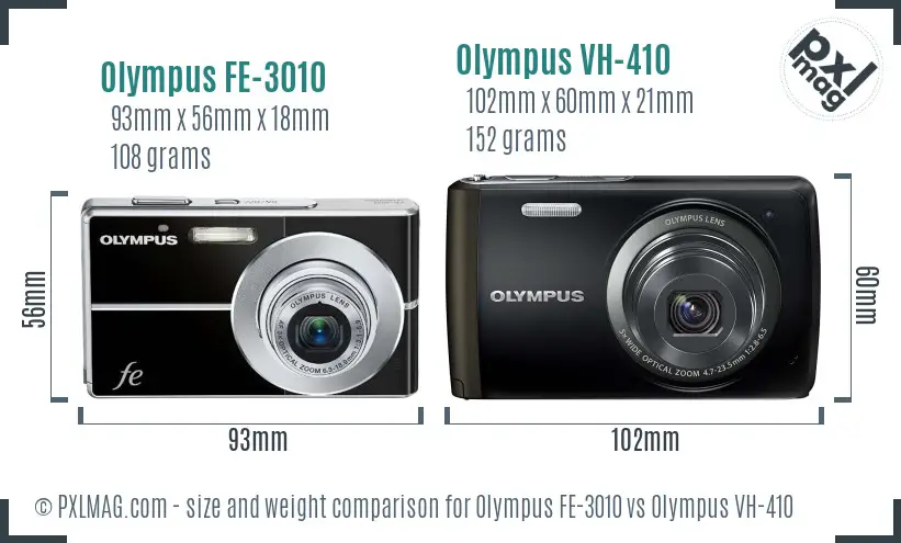 Olympus FE-3010 vs Olympus VH-410 size comparison