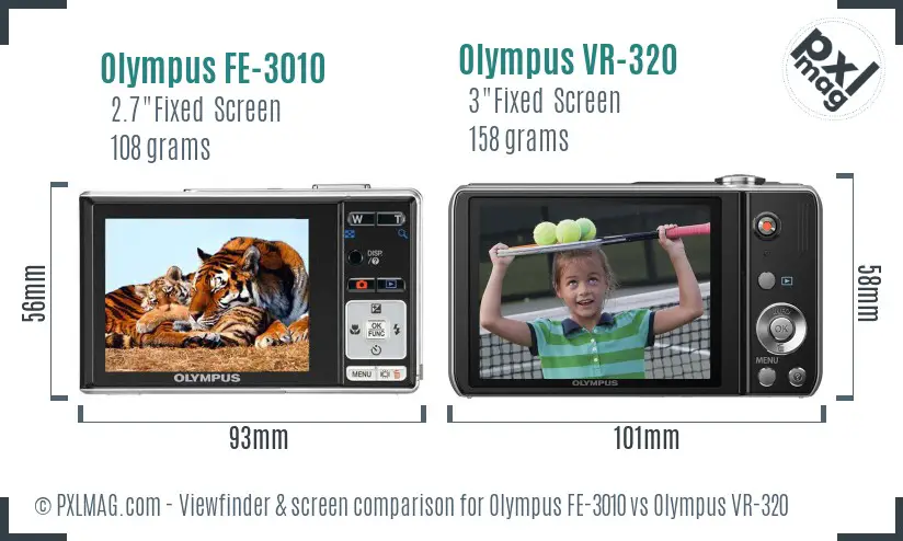 Olympus FE-3010 vs Olympus VR-320 Screen and Viewfinder comparison