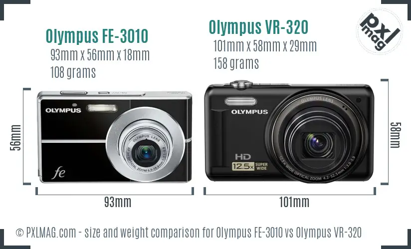 Olympus FE-3010 vs Olympus VR-320 size comparison