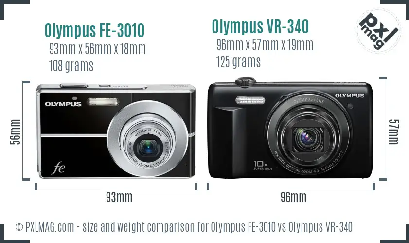 Olympus FE-3010 vs Olympus VR-340 size comparison