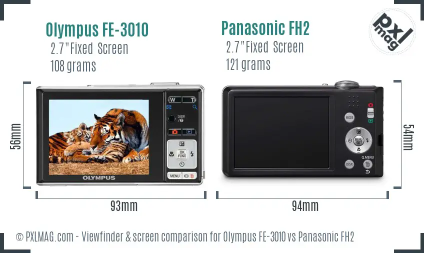 Olympus FE-3010 vs Panasonic FH2 Screen and Viewfinder comparison